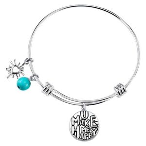 Unwritten Silvertone Make Me Happy Bangle Bracelet